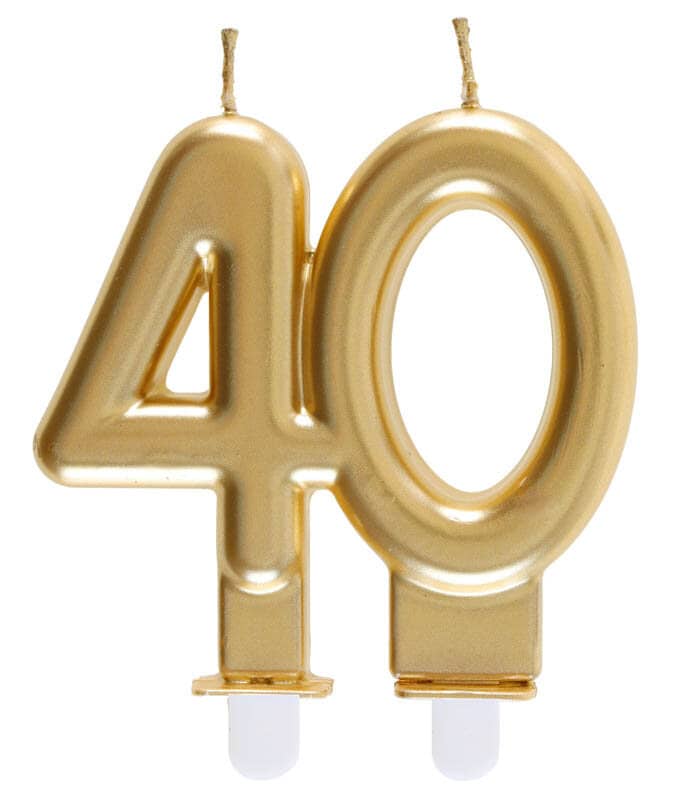 40. Geburtstag Tortenkerze Gold