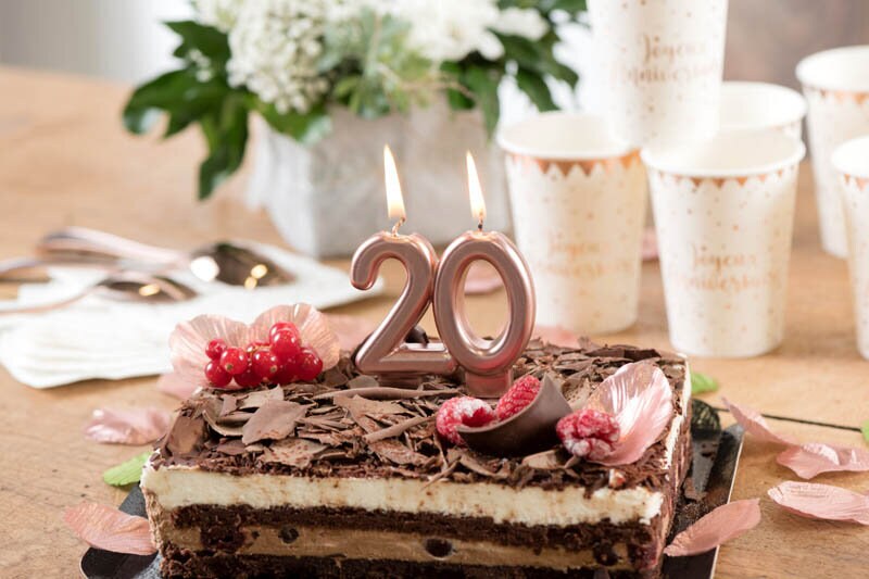 20. Geburtstag Tortenkerze Roségold