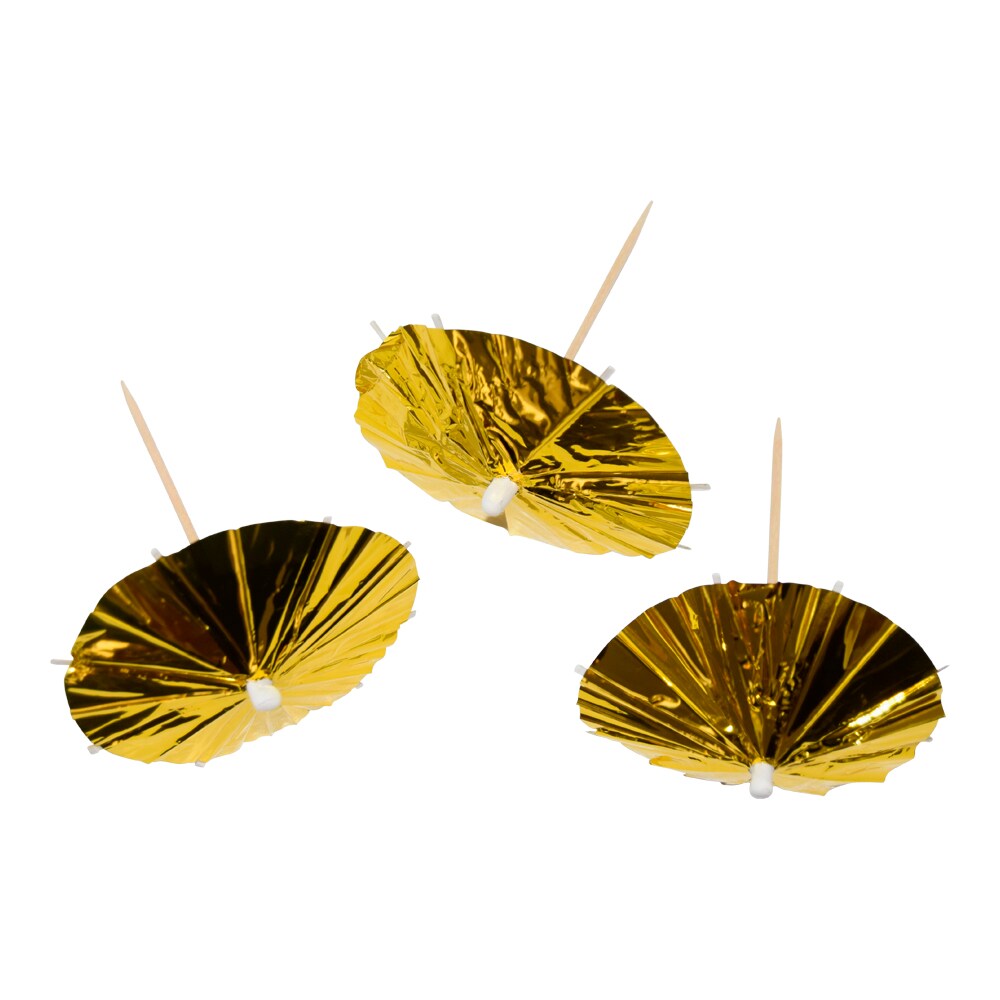 Partypicks Cocktail-Schirmchen Gold 10er-Pack