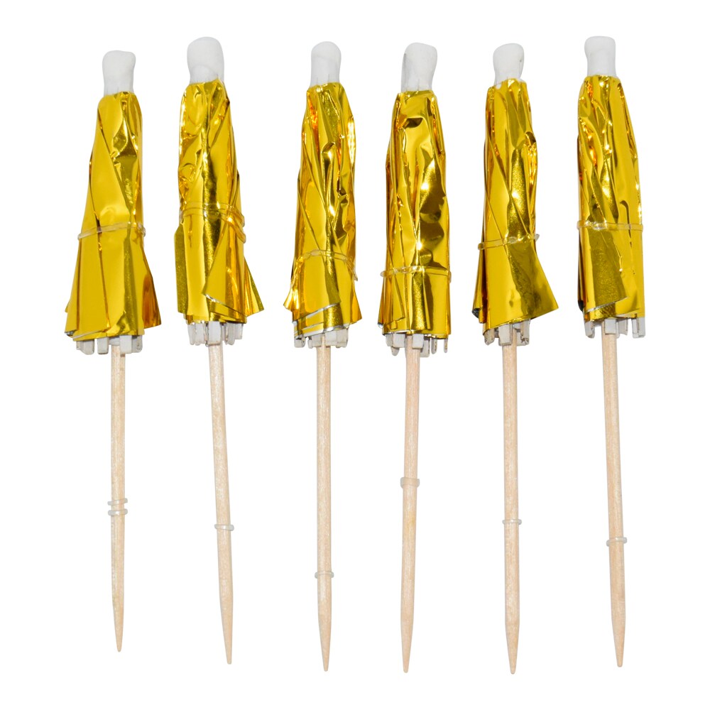 Partypicks Cocktail-Schirmchen Gold 10er-Pack