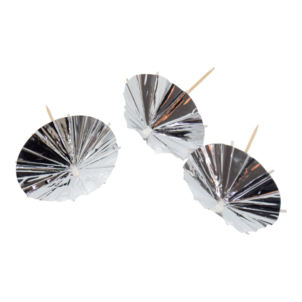 Partypicks Cocktail-Schirmchen Silber 10er-Pack