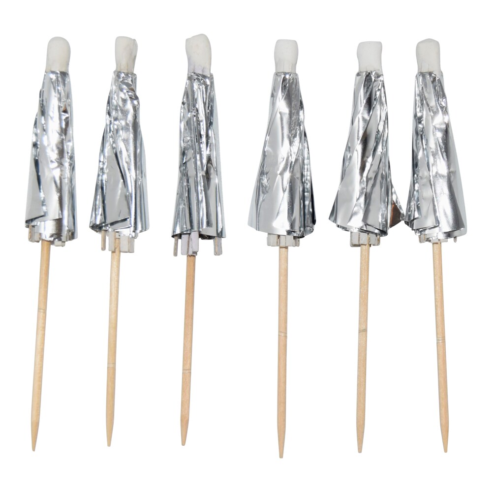 Partypicks Cocktail-Schirmchen Silber 10er-Pack
