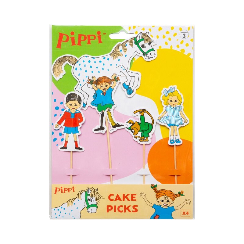 Pippi Langstrumpf - Cupcake Topper 4er Pack