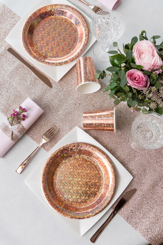 Holographisches Roségold - Teller 10er-Pack
