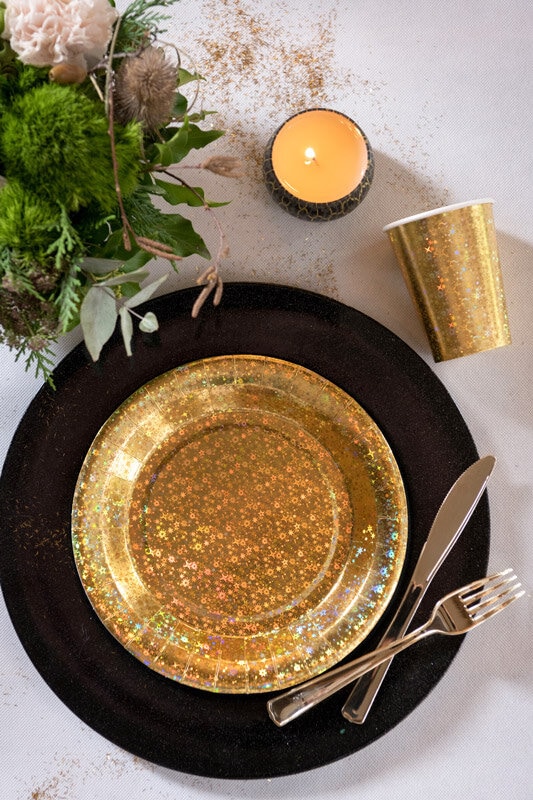 Holografisches Gold - Teller 10er-Pack