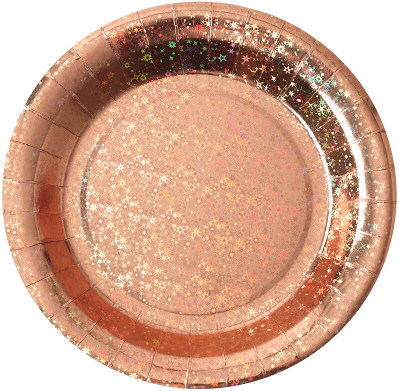 Holographisches Roségold - Teller 10er-Pack