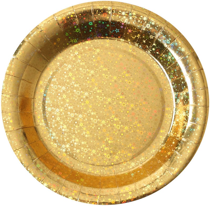 Holografisches Gold - Teller 10er Pack