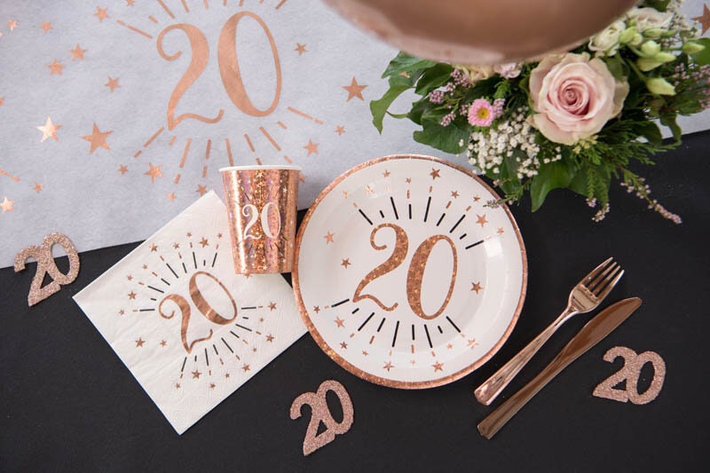 Roségold glitzernde Servietten 70. Geburtstag 10er-Pack
