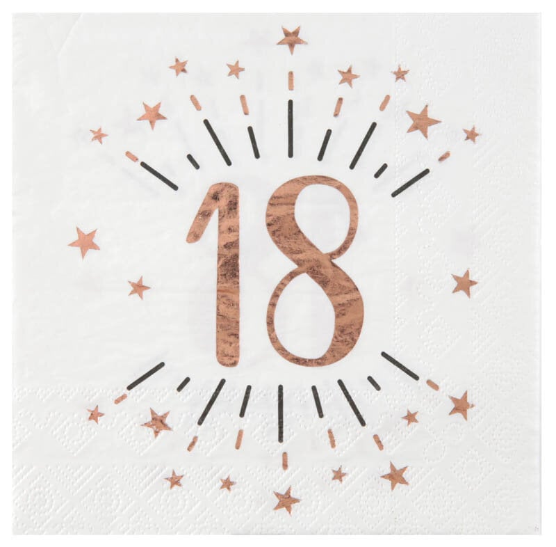 Roségold glitzernde Servietten 18. Geburtstag 10er-Pack