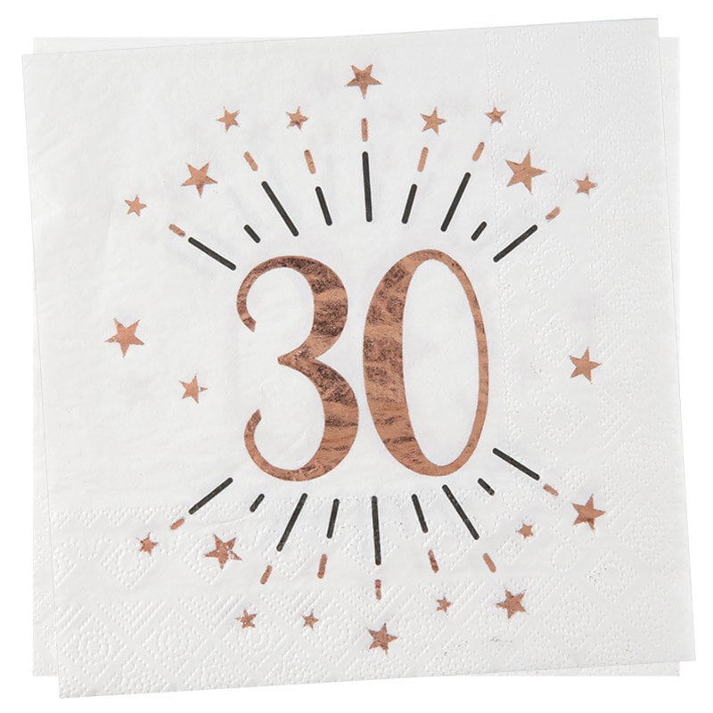 Roségold glitzernde Servietten 30. Geburtstag 10er-Pack