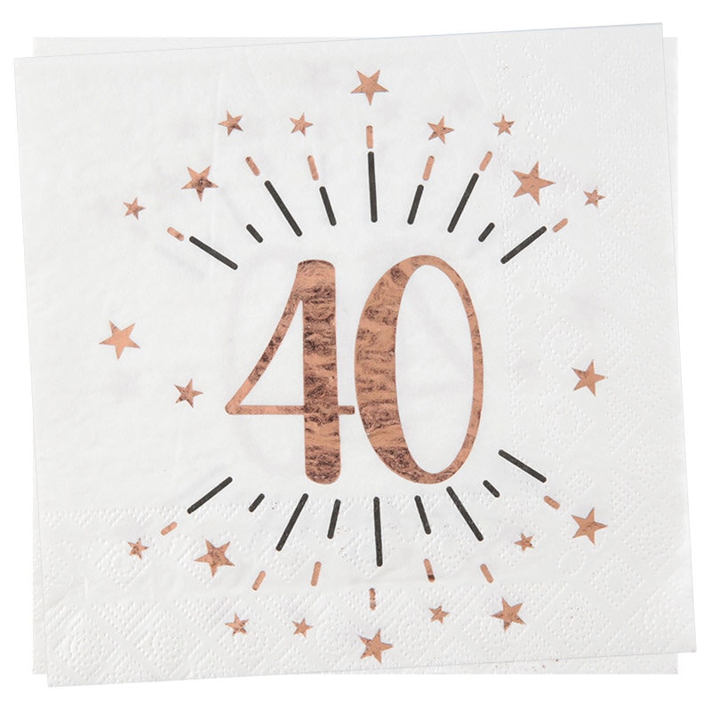 Roségold glitzernde Servietten 40. Geburtstag 10er-Pack
