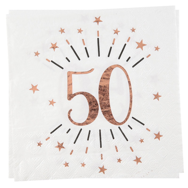 Roségold glitzernde Servietten 50. Geburtstag 10er-Pack