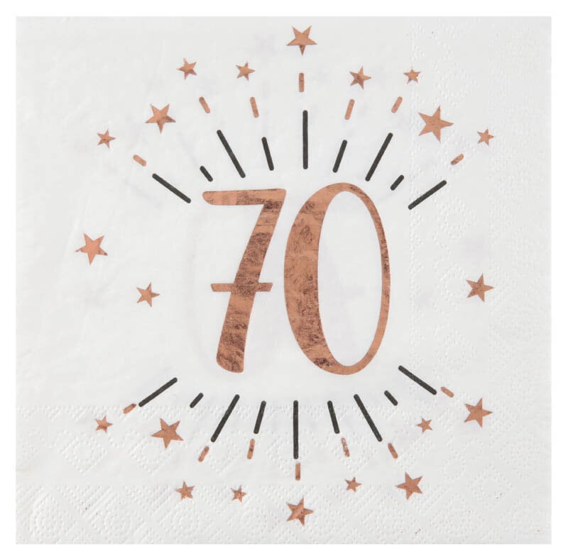 Roségold glitzernde Servietten 70. Geburtstag 10er-Pack