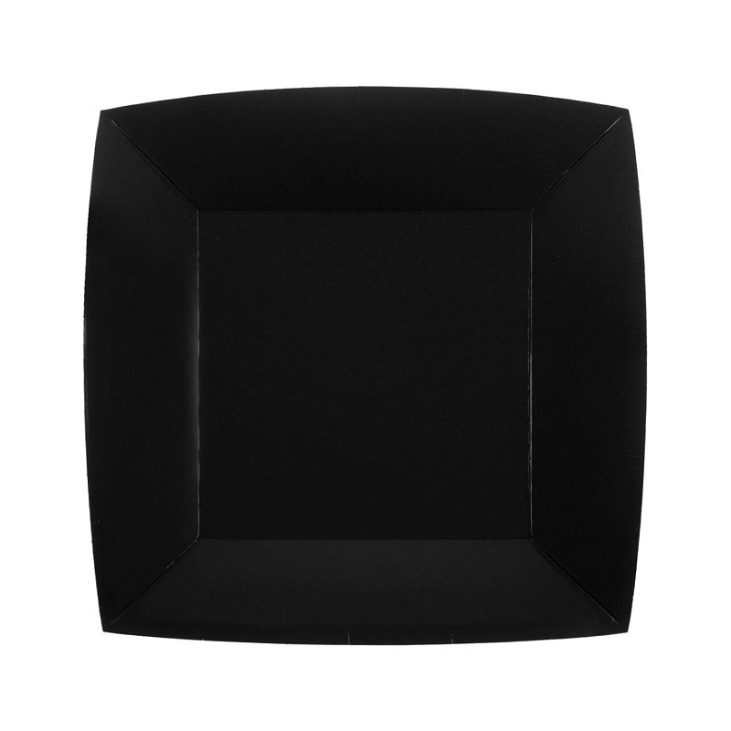 Kuchenteller Quadratisch 18 cm - Schwarz 10er Pack