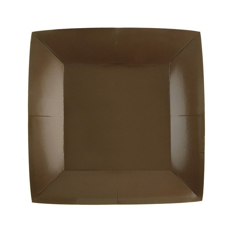Kuchenteller Quadratisch 18 cm - Braun 10er-Pack