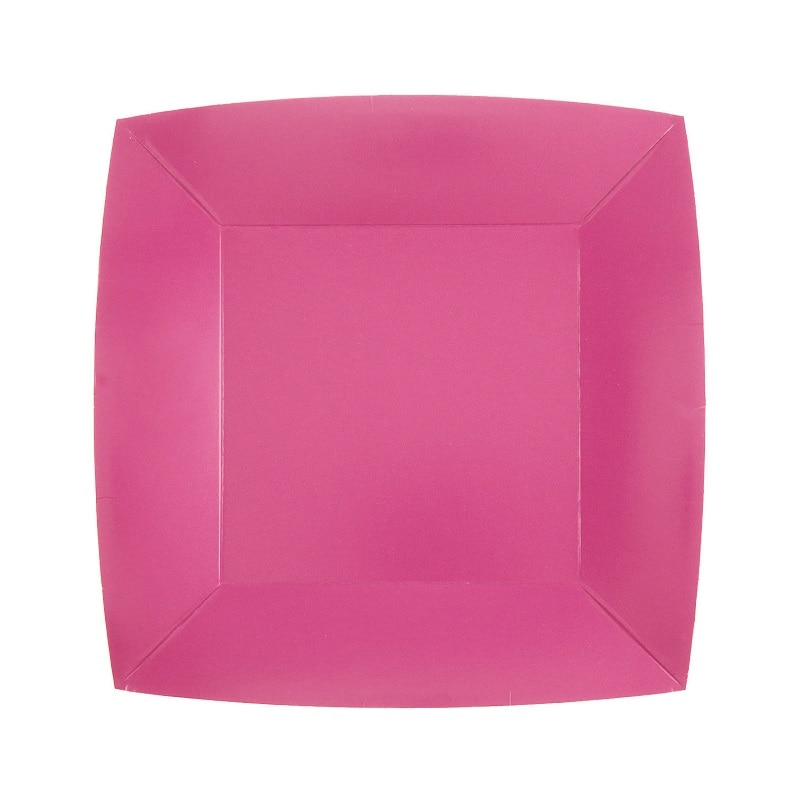 Kuchenteller Quadratisch 18 cm - Pink 10er Pack