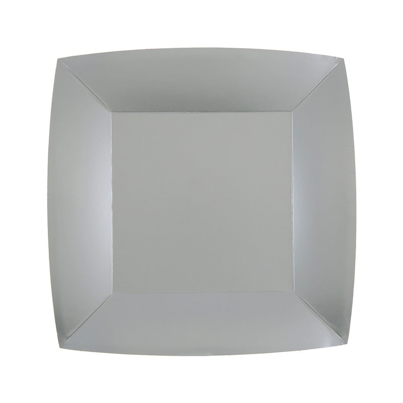 Kuchenteller Quadratisch 18 cm - Silber 10er-Pack