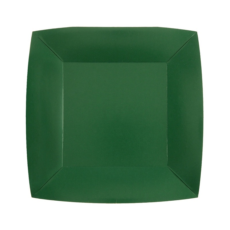 Kuchenteller Quadratisch 18 cm - Dunkelgrün 10er-Pack
