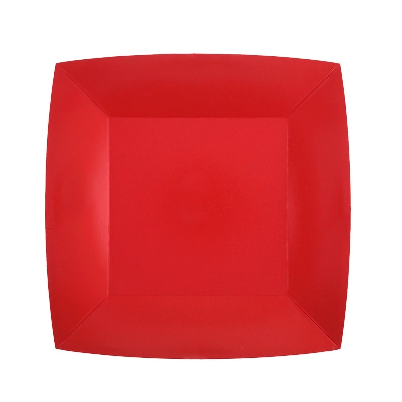 Kuchenteller Qadratisch 18 cm - Rot 10er-Pack