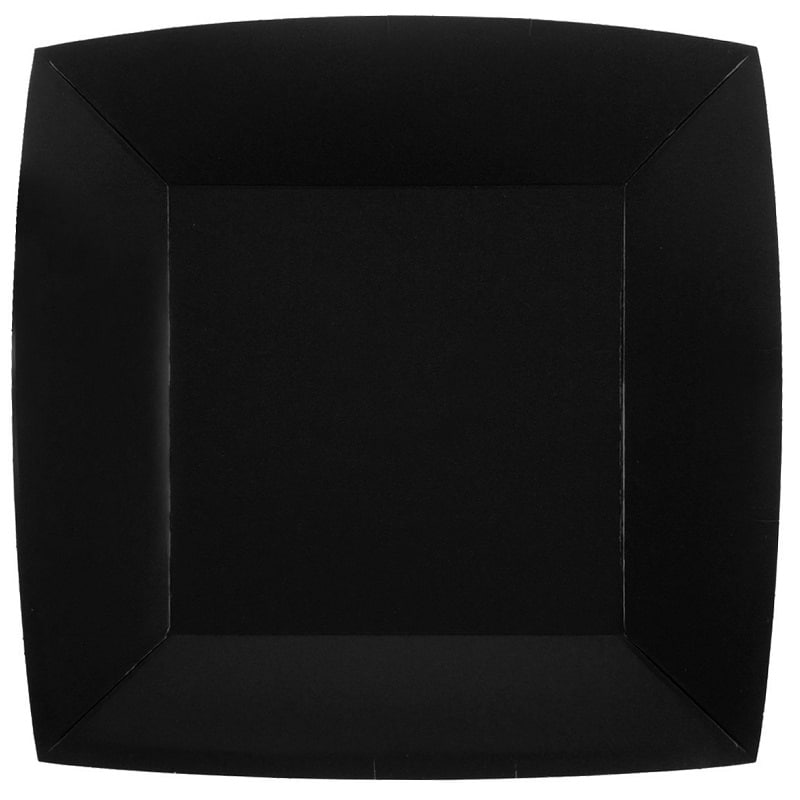 Pappteller Quadratisch 23 cm - Schwarz 10er Pack
