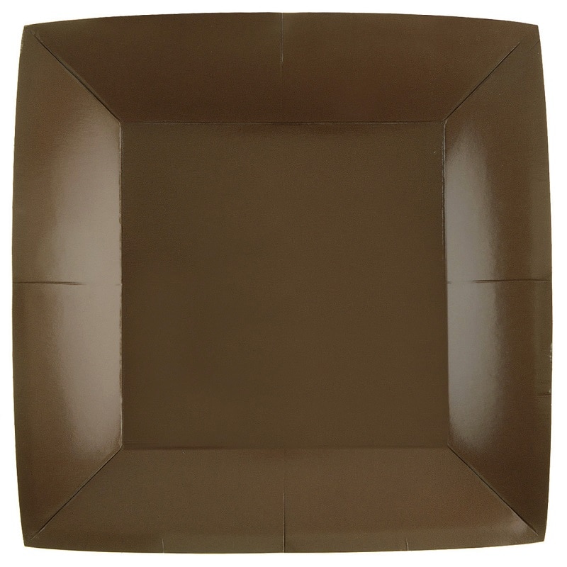 Pappteller Quadratisch 23 cm - Braun 10er Pack