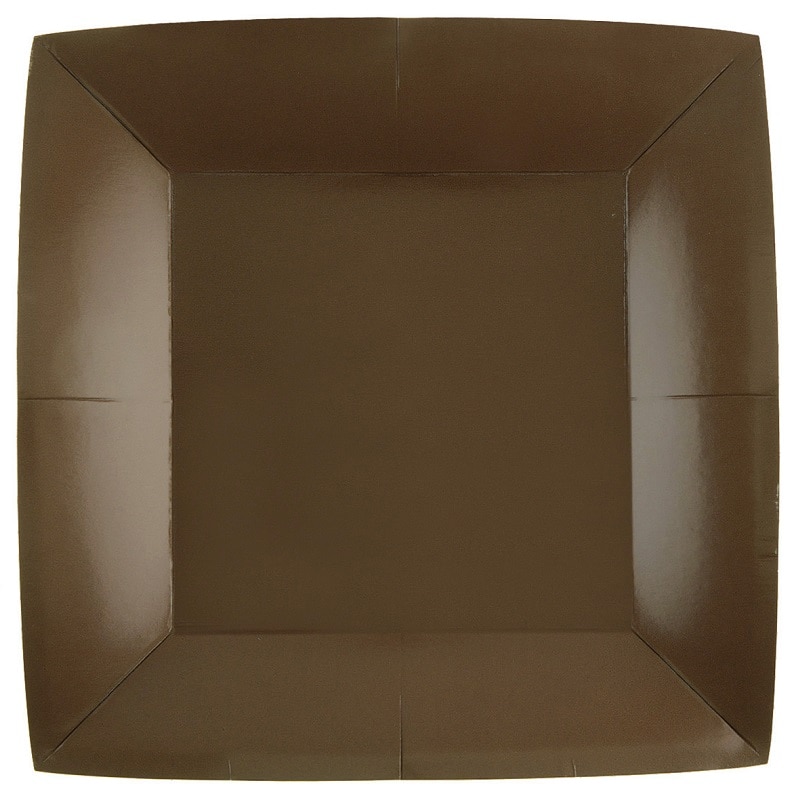 Pappteller Quadratisch 23 cm - Braun 10er-Pack