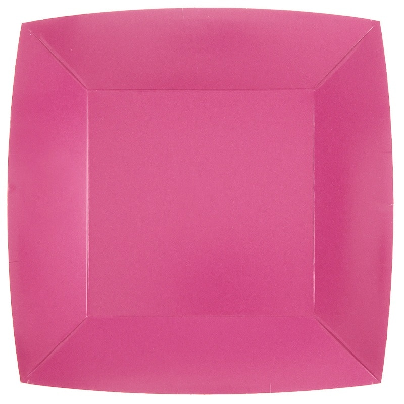 Pappteller Quadratisch 23 cm - Pink 10er Pack
