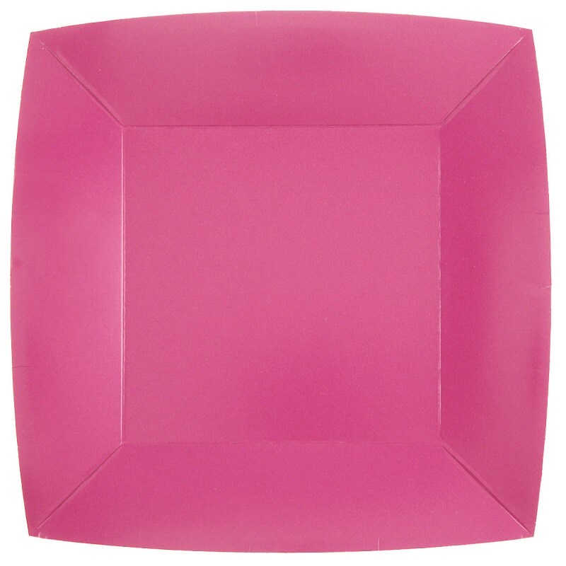 Pappteller Quadratisch 23 cm - Pink 10er-Pack