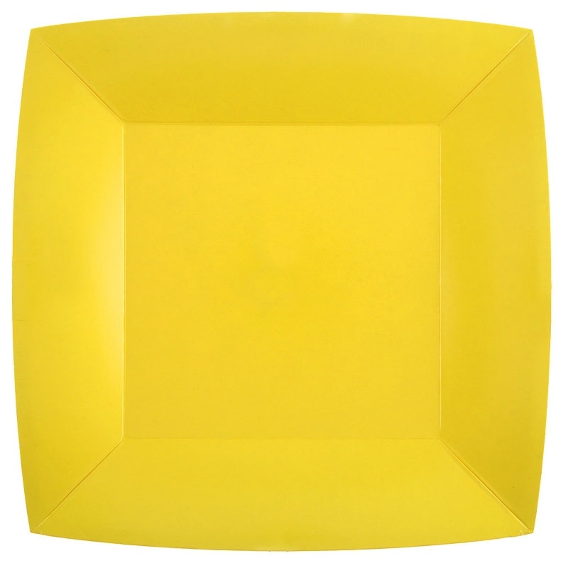 Pappteller Quadratisch 23 cm - Gelb 10er Pack