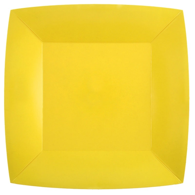 Pappteller Quadratisch 23 cm - Gelb 10er-Pack