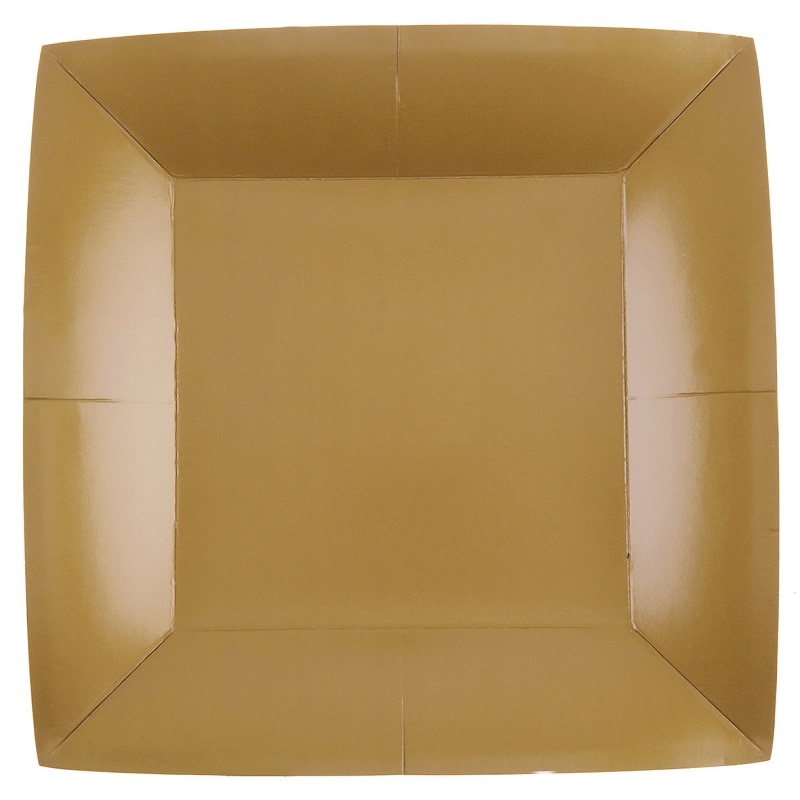 Pappteller Quadratisch 23 cm - Gold 10er-Pack