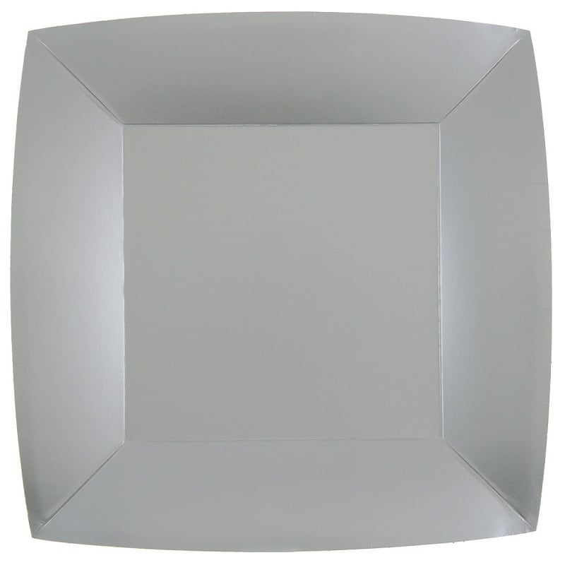 Pappteller Quadratisch 23 cm - Silber 10er-Pack