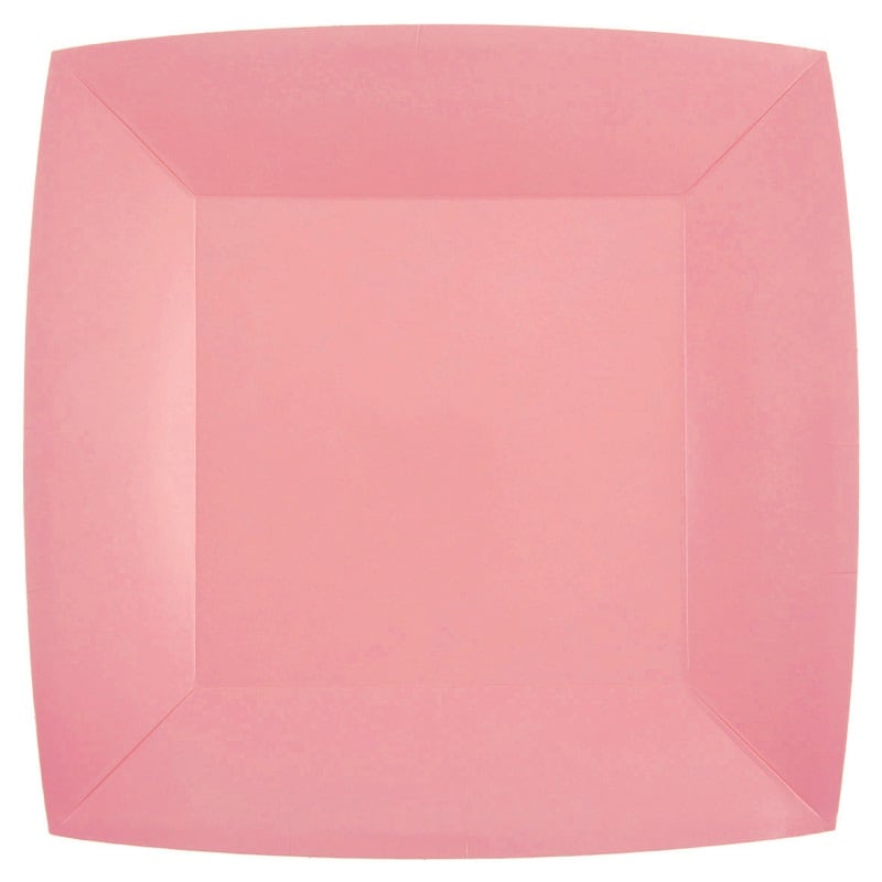 Pappteller Quadratisch 23 cm - Rosa 10er Pack