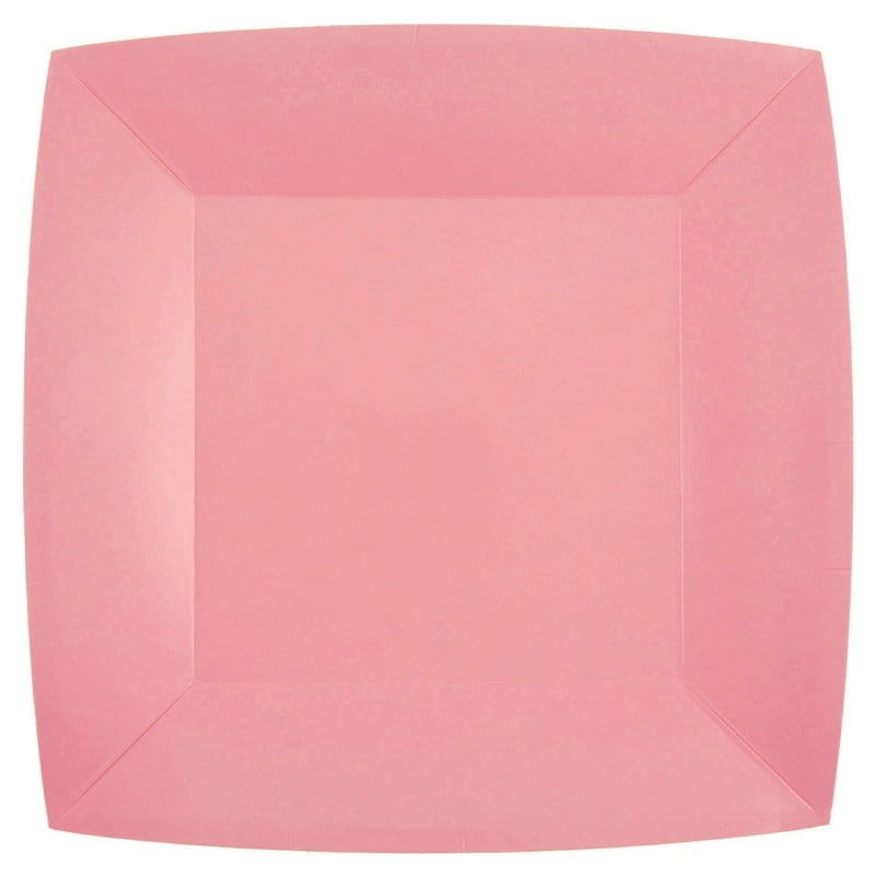 Pappteller Quadratisch 23 cm - Rosa 10er-Pack