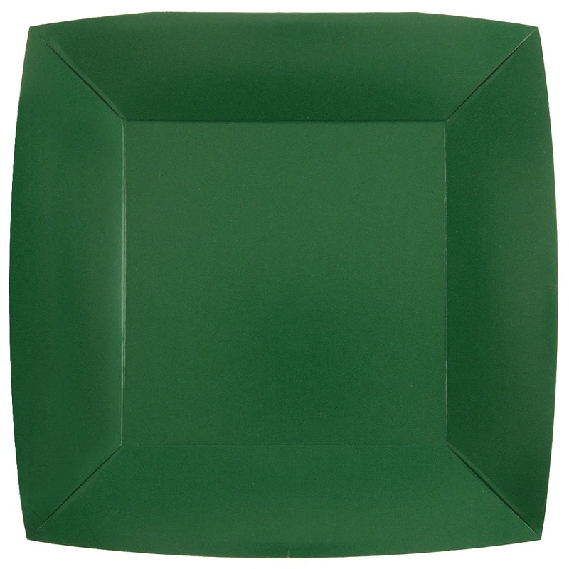Pappteller Quadratisch 23 cm - Dunkelgrün 10er Pack