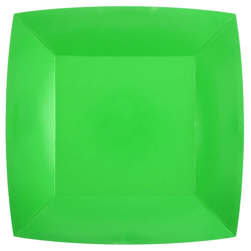 Pappteller Quadratisch 23 cm - Grün 10er Pack