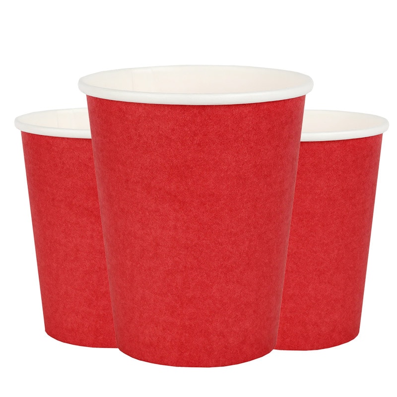 Pappbecher 250 ml - Rot 10er-Pack