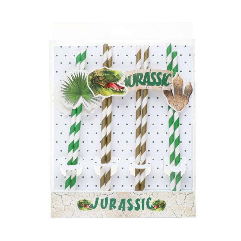 Dinosaurier - Papier Trinkhalme 8er-Pack