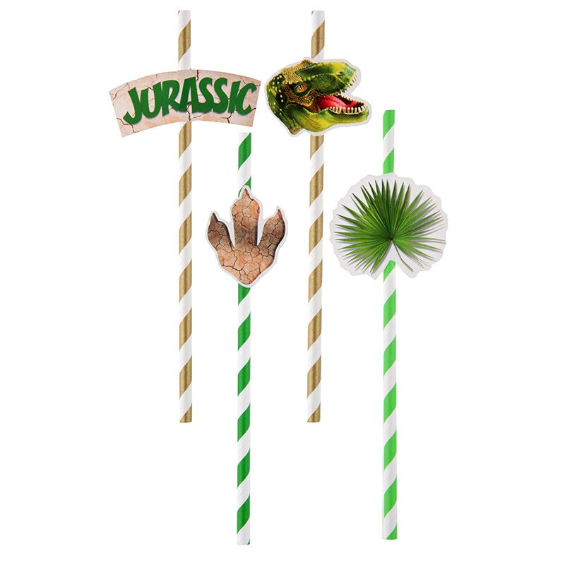 Dinosaurier - Papier Trinkhalme 8er-Pack