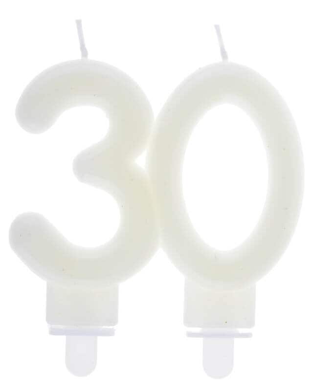 Glow in the dark Zahl 30 Tortenkerze