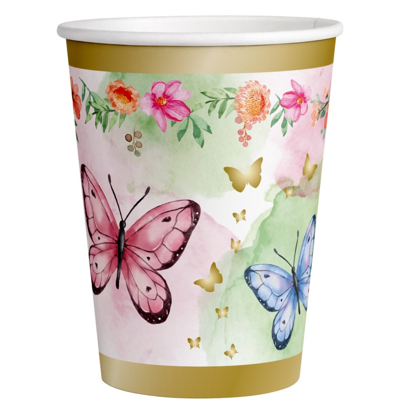 Butterfly Shimmer - Pappbecher 8er-Pack