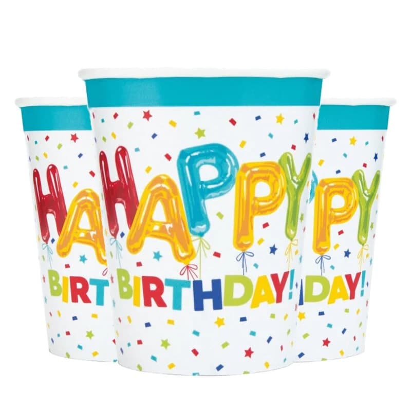 Happy Balloon Birthday - Pappbecher 8er-Pack