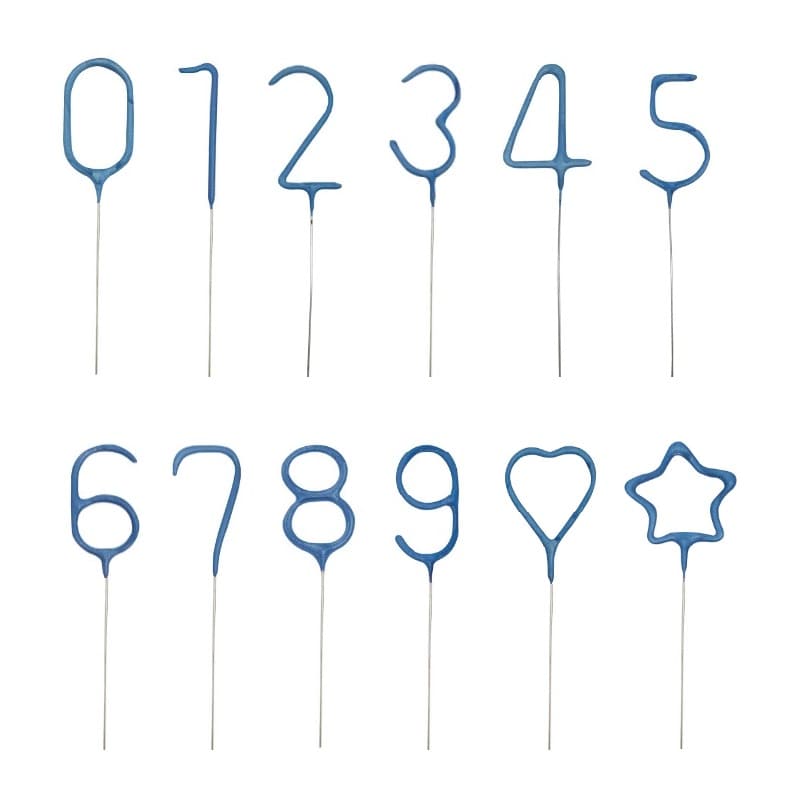Wunderkerzen - Blaue Zahlen und Symbole
