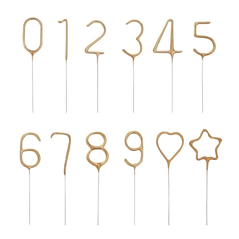 Wunderkerzen - goldene Zahlen und Symbole