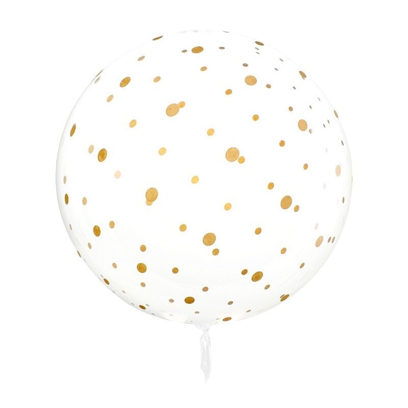 Runder transparenter Ballon mit Goldpunkten 60 cm