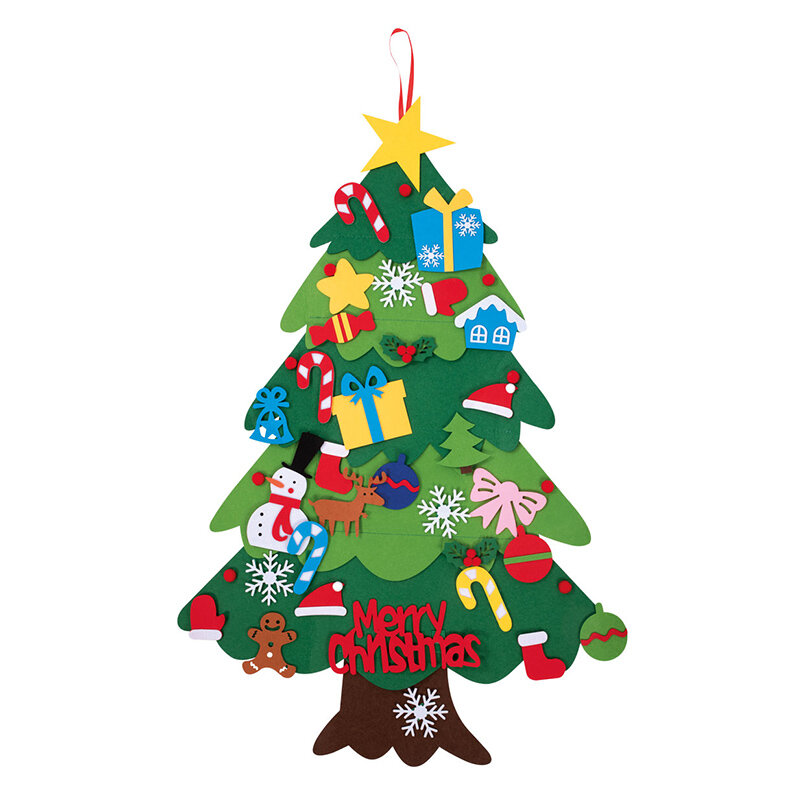 Weihnachtsbaum aus Filz mit Dekorationen