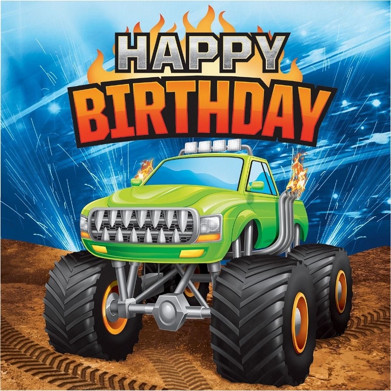 Monster Truck - Servietten Happy Birthday 16er-Pack