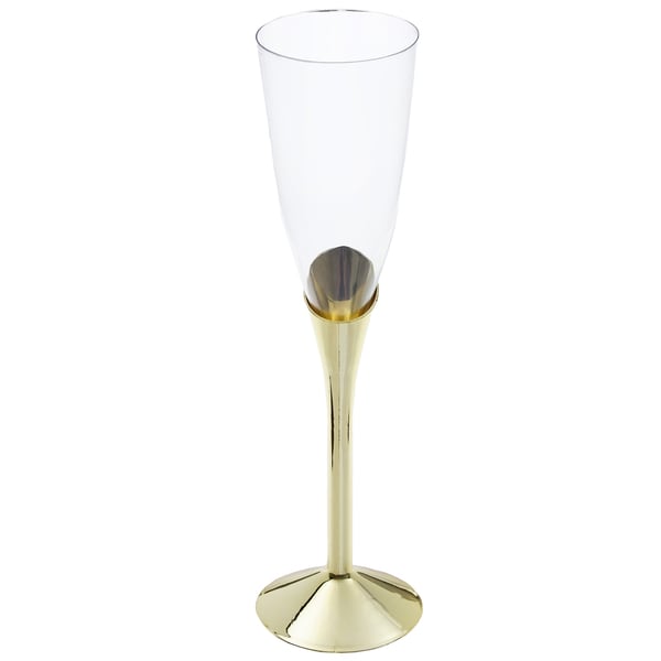 Champagnergläser aus Kunststoff mit Goldfuß, 6er-Pack