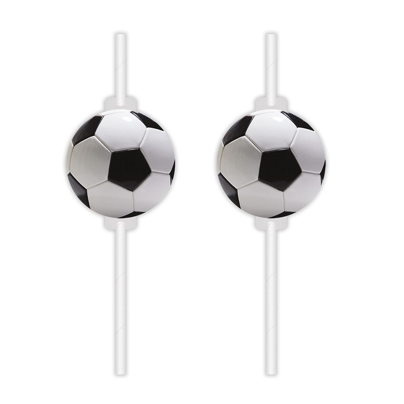 Fußballparty - Papier Trinkhalme 4er-Pack