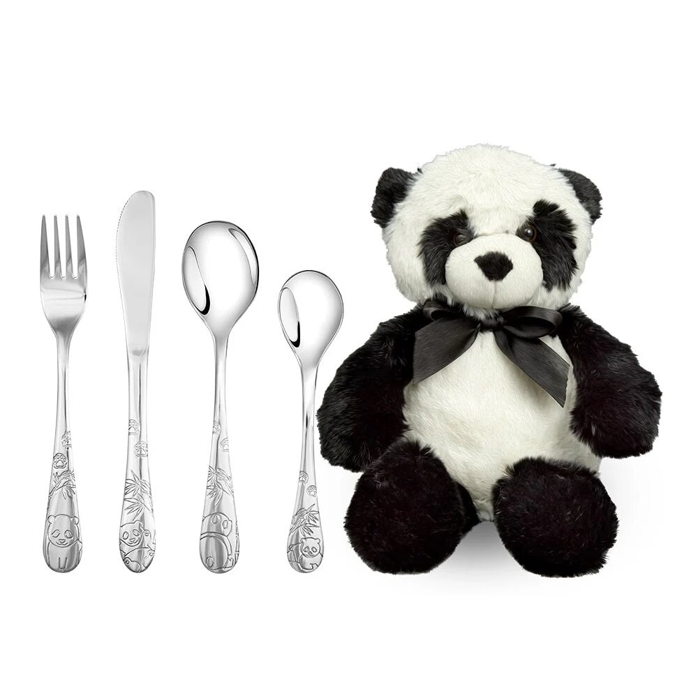 Taufgeschenk Besteckset & Panda Kuscheltier